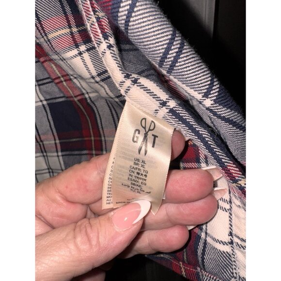 Mens Goodthreads Slim Fit Twill Plaid Button-Down Shirt XL Red & Navy - Picture 11 of 14